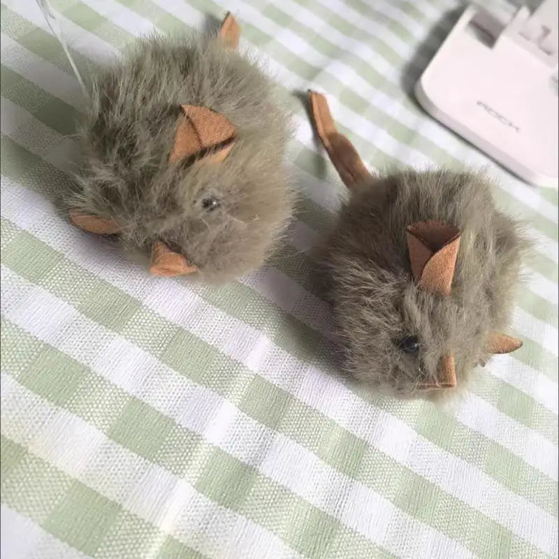 Cat Self Entertainment Toy Realistic Plush Squeaking Mouse Interactive Play Mice Boredom Buster Kitten Fun Activity