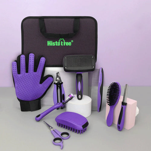 9 in 1 Pet Grooming Kit Hair Removal Comb Dog Gloves Shampoo Brush Nail Clippers Toothbrush Set for Dogs Cats Grooming Supplies