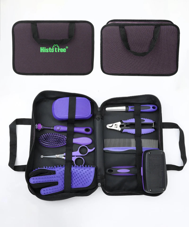 9 in 1 Pet Grooming Kit Hair Removal Comb Dog Gloves Shampoo Brush Nail Clippers Toothbrush Set for Dogs Cats Grooming Supplies