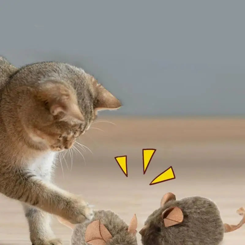 Cat Self Entertainment Toy Realistic Plush Squeaking Mouse Interactive Play Mice Boredom Buster Kitten Fun Activity