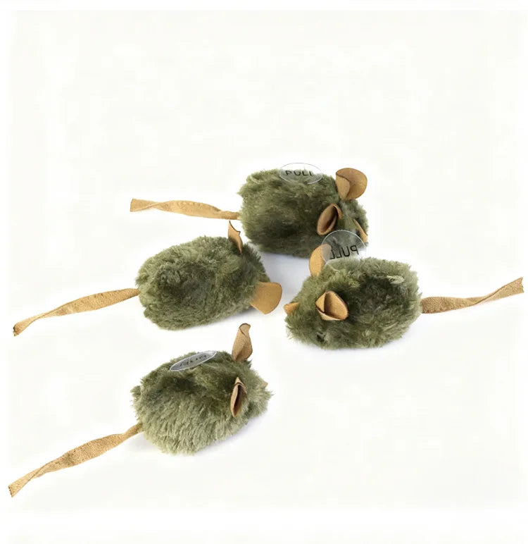 Cat Self Entertainment Toy Realistic Plush Squeaking Mouse Interactive Play Mice Boredom Buster Kitten Fun Activity