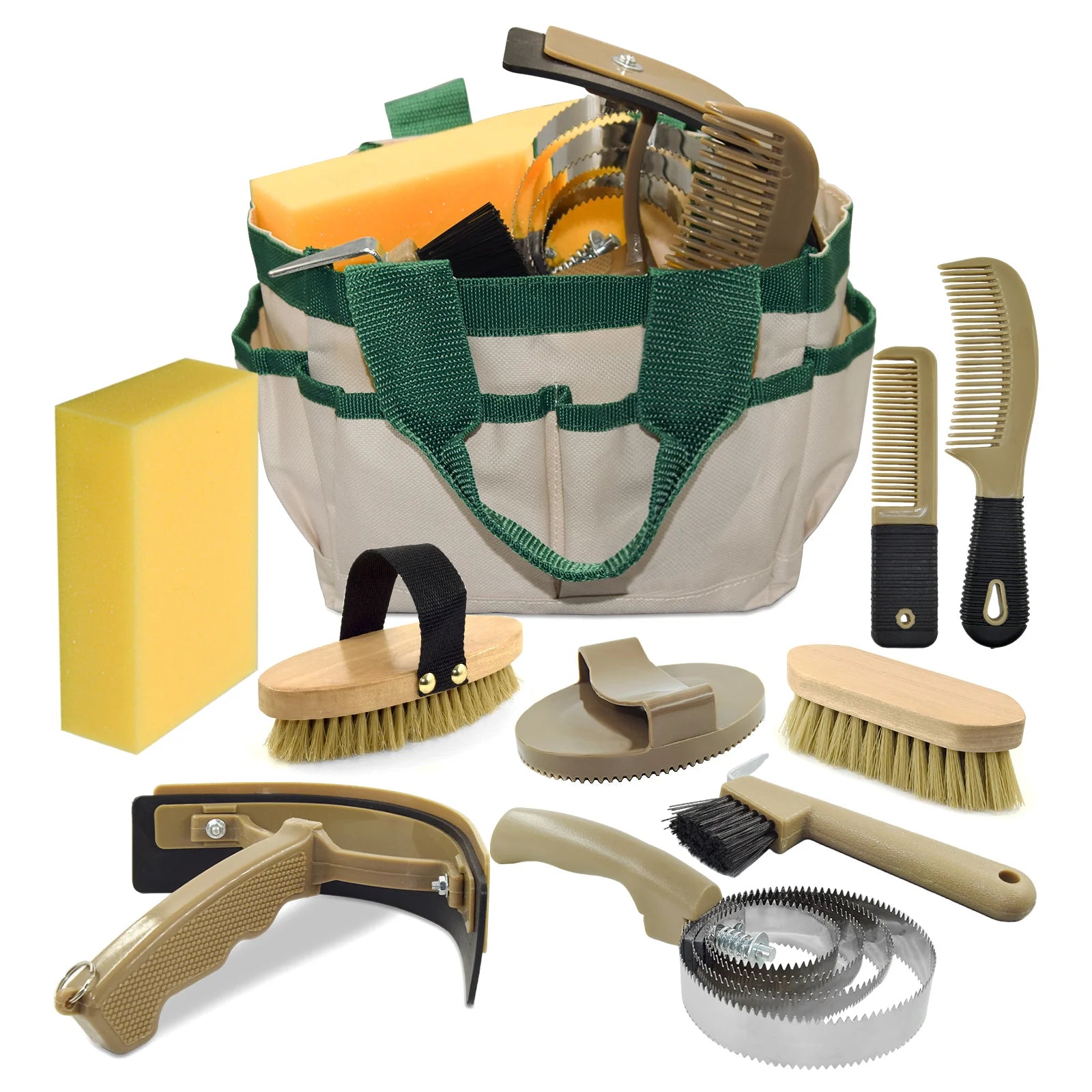 Professional 10 Pieces Horse Grooming Kit with Tote Bag, Set for Effective Grooming and Bathing, Horse Gifts for Girls