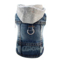Cool Dog Jean Jacket Vest with D-Ring Hoodies for Small Medium Dogs, Spring Dog Clothes Puppy Denim Harness Coat for Walking
